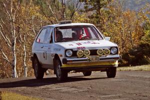 J.B. Niday / Lea Hoffa Ford Fiesta at speed on SS13, Brockway I.