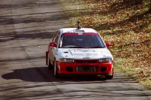 David Summerbell / Michael Fennell Mitsubishi Lancer Evo II at speed on SS14, Brockway II.