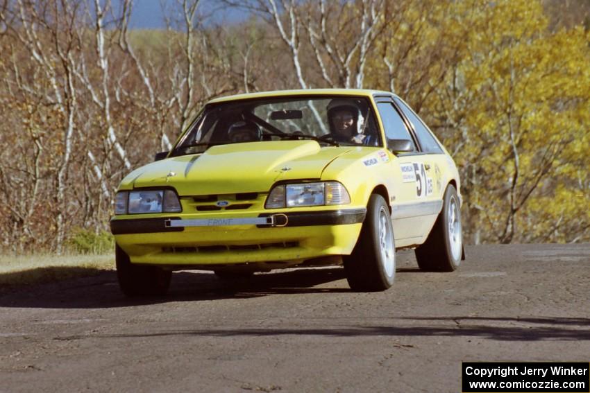 Don Rathgeber / Jimmy Brandt Ford Mustang at speed on SS13, Brockway I.