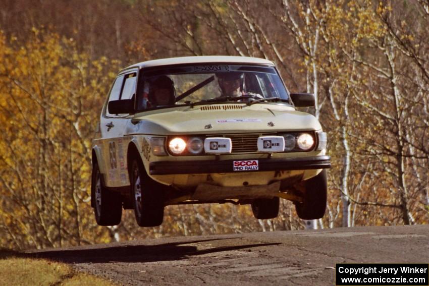 Tim Winker / Paul Moormann SAAB 99 catches air on SS13, Brockway I.