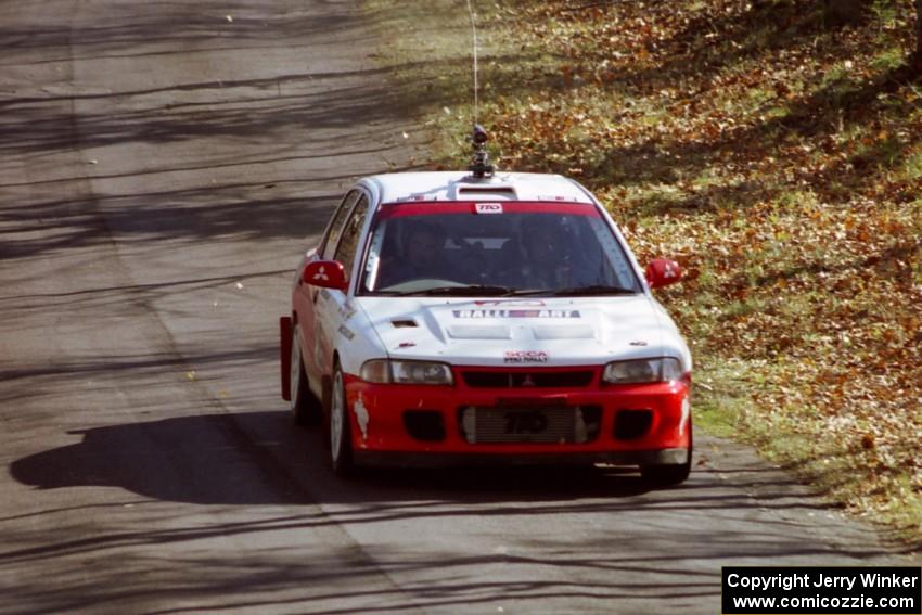 David Summerbell / Michael Fennell Mitsubishi Lancer Evo II at speed on SS14, Brockway II.