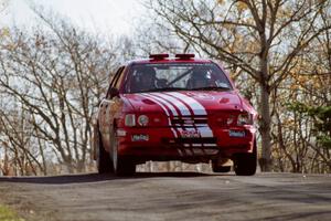 Mike Whitman / Paula Gibeault Ford Sierra Cosworth at speed on SS14, Brockway II.