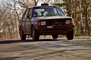 Mark Utecht / Brenda Corneliusen Dodge Omni GLH-Turbo at speed on SS14, Brockway II.