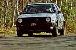 Wayne Prochaska / Annette Prochaska VW Golf at speed on SS14, Brockway II.