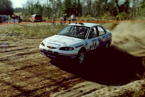 Noel Lawler / Charles Bradley Hyundai Elantra at speed through the spectator corner of SS15, Gratiot Lake II.