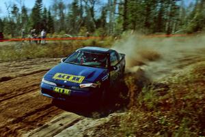 Steve Gingras / Bill Westrick Eagle Talon at speed through the spectator corner of SS15, Gratiot Lake II.