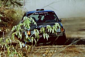 Mark Utecht / Brenda Corneliusen Dodge Omni GLH-Turbo at speed near the finish of SS15, Gratiot Lake II.