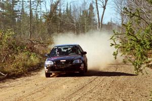 Jay Kowalik / Mike Dunn Honda Civic CVT at speed near the finish of SS15, Gratiot Lake II.