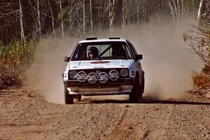 Doug Davenport / Al Kintigh VW GTI at speed near the finish of SS15, Gratiot Lake II.