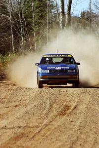 Kendall Russell / Dave White Dodge Shadow at speed near the finish of SS15, Gratiot Lake II.