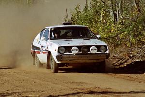 Jeremy Butts / Peter Jacobs Plymouth Arrow at speed near the finish of SS15, Gratiot Lake II.
