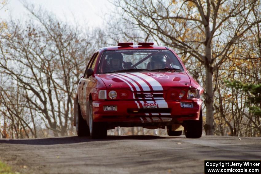 Mike Whitman / Paula Gibeault Ford Sierra Cosworth at speed on SS14, Brockway II.