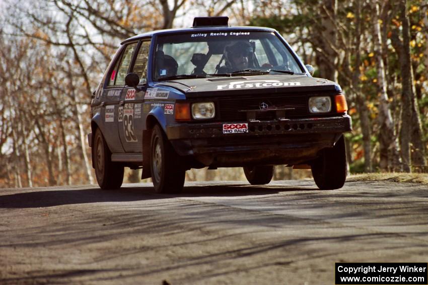 Mark Utecht / Brenda Corneliusen Dodge Omni GLH-Turbo at speed on SS14, Brockway II.