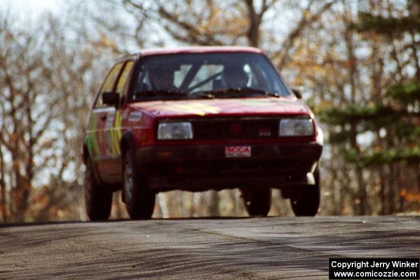 Richard Pilczuk / Brian Pilczuk VW GTI at speed on SS14, Brockway II.