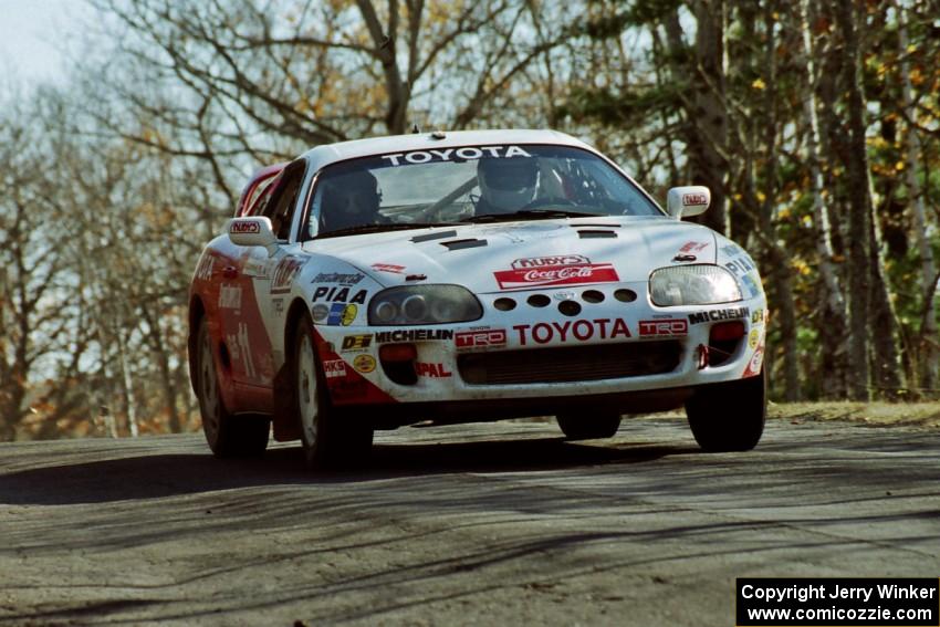 Ralph Kosmides / Joe Noyes Toyota Supra Turbo at speed on SS14, Brockway II.