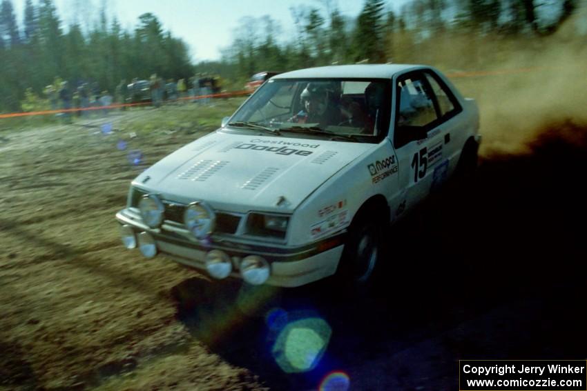 Henry Krolikowski / Cindy Krolikowski Dodge Shadow at speed through the spectator corner of SS15, Gratiot Lake II.