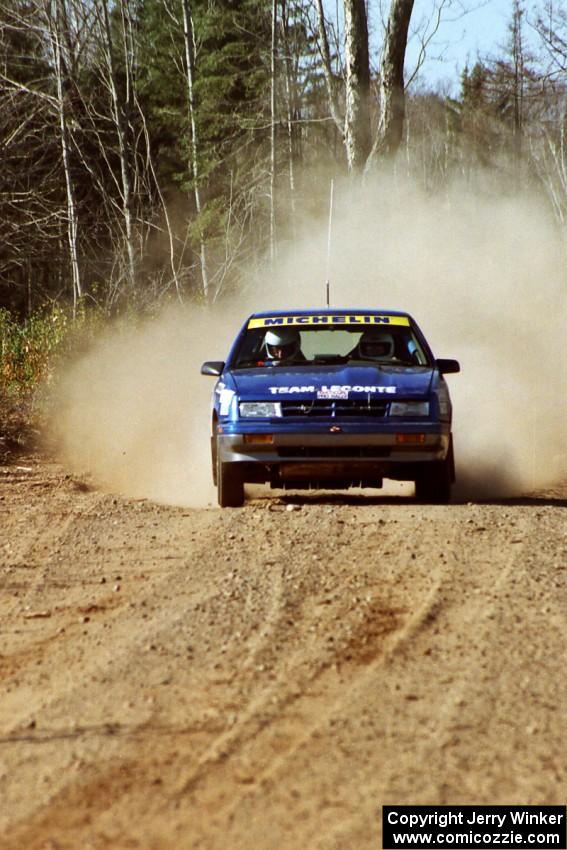 Kendall Russell / Dave White Dodge Shadow at speed near the finish of SS15, Gratiot Lake II.