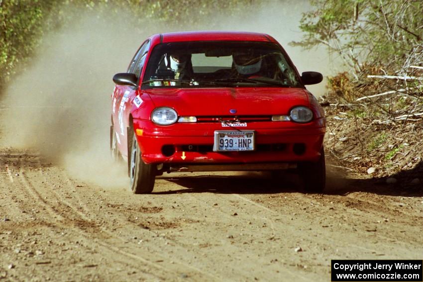 Trevor Donison / John Allen Plymouth Neon at speed near the finish of SS15, Gratiot Lake II.