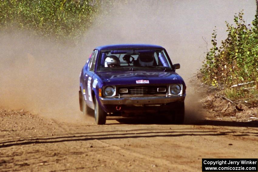 Scott Radabaugh / Marlena Radabaugh Dodge Colt at speed near the finish of SS15, Gratiot Lake II.