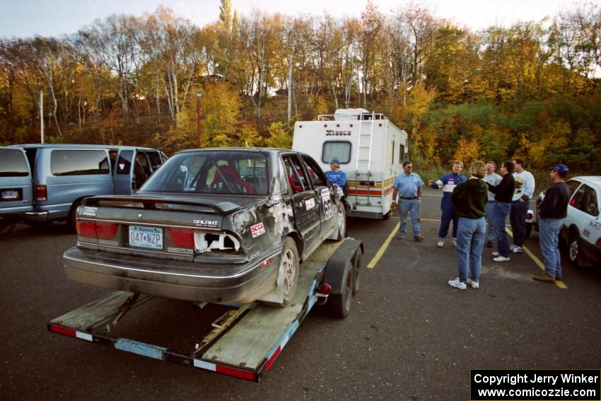 Todd Jarvey / Rich Faber Mitsubishi Galant VR-4 on the trailer on Sunday morning after rolling the previous day