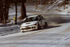 Pete Lahm / Matt Chester Mitsubishi Lancer Evo IV was first on the road on SS1.