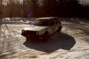 Wayne Prochaska / Annette Prochaska drift their VW Golf at the SS1 spectator location.