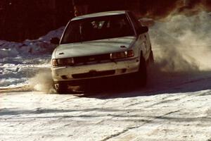 Roland McIvor / Brendan Bohan Nissan Sentra SE-R goes too wide at too high of a speed on SS1.