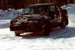 Lynn Dillon / J.B. Lewis encounter slippery conditions at the SS1 spectator location in their Pontiac Sunbird.