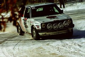 Doug Davenport / Al Kintigh VW Golf take a clean inside line at the left-hander at the spectator location on SS1.