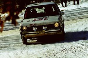 The Ford Fiesta of J.B. Niday / Lea Hoffa sputters through the SS1 spectator location.