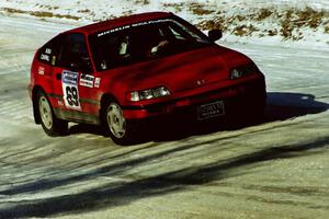 Charles Sherrill / Mark Rea Honda CRX comes into the SS1 spectator location.