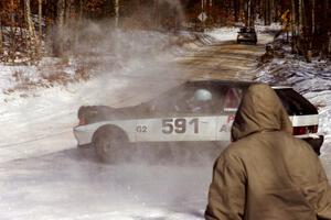 Dave Cizmas, Jr. / Dave Cizmas, Sr. spin their Suzuki Swift at the SS1 spectator location.