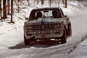 Ken Stewart / Jim Dale at speed on a straightaway on SS3 in their Chevy S-10.