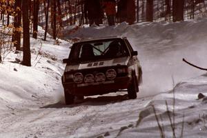 Eric Schroeder / Jeff Secor VW Jetta at speed on a straight on SS3.