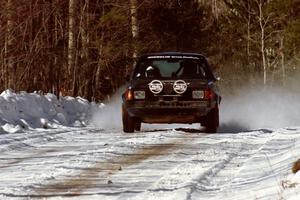 Mark Utecht / Diane Sargent Dodge Omni GLH-Turbo at speed on the stage before the midday lunch break.