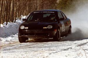 Evan Moen / Ron Moen Plymouth Neon ACR at speed on the stage prior to the lunch break.