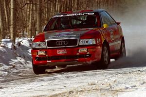 John Rek / Clark Bond Audi Quattro S2 at speed on the stage prior to the lunch break.