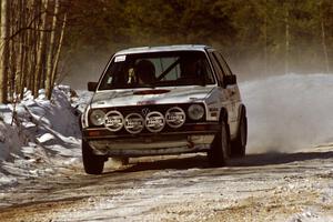 Doug Davenport / Al Kintigh VW Golf at speed on a straight before the lunch break.