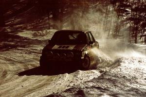 Eric Schroeder / Jeff Secor VW Jetta drifts wide at a downhill right-hander on the stage after the lunch break.