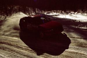 Charles Sherrill / Mark Rea Honda CRX slides wide on an icy corner on a stage after the lunch break.