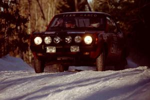 Scott Harvey, Jr. / Al Zifilippo DNF'ed before the end of the rally in their Dodge Colt GT seen here just before sundown.