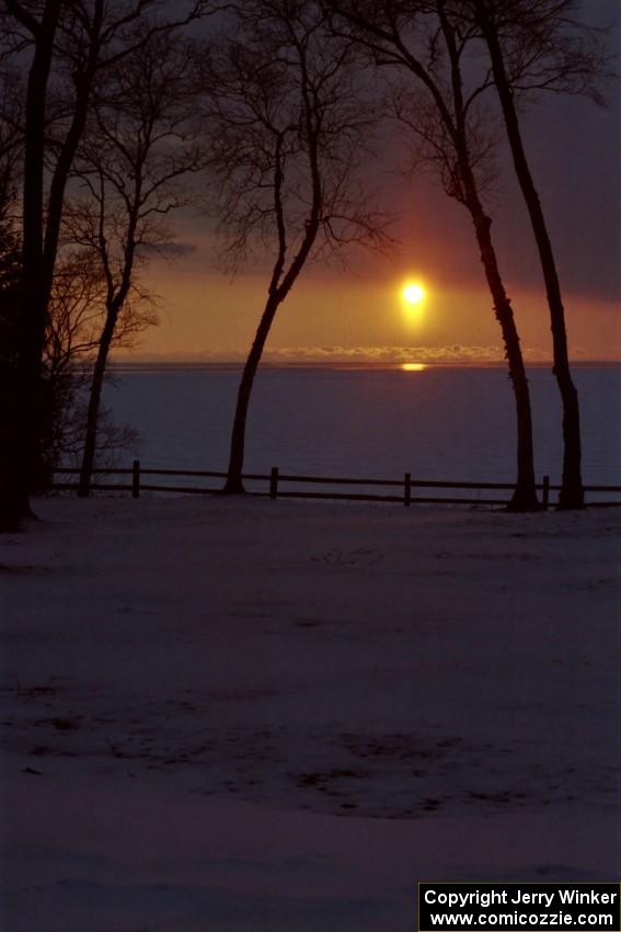 A beautiful winter sunset over Lake Michigan in the U.P.