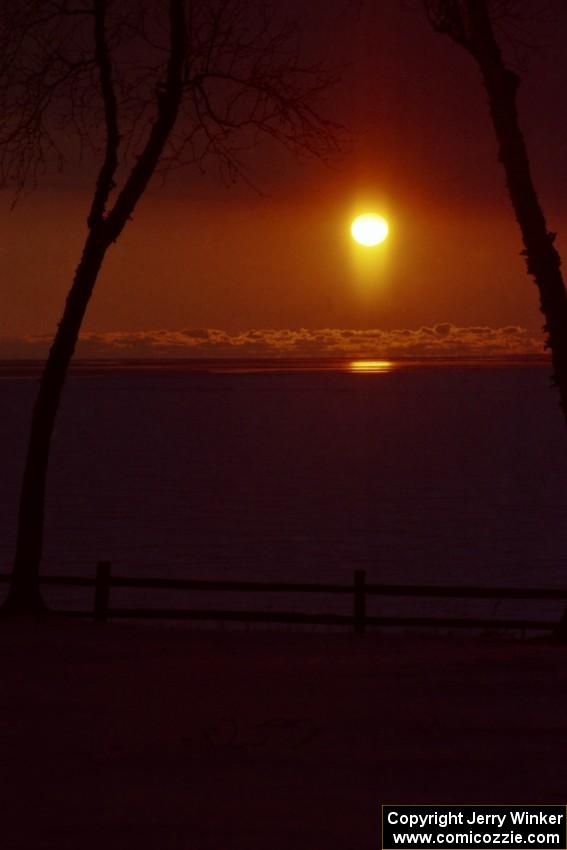 A beautiful winter sunset over Lake Michigan in the U.P.