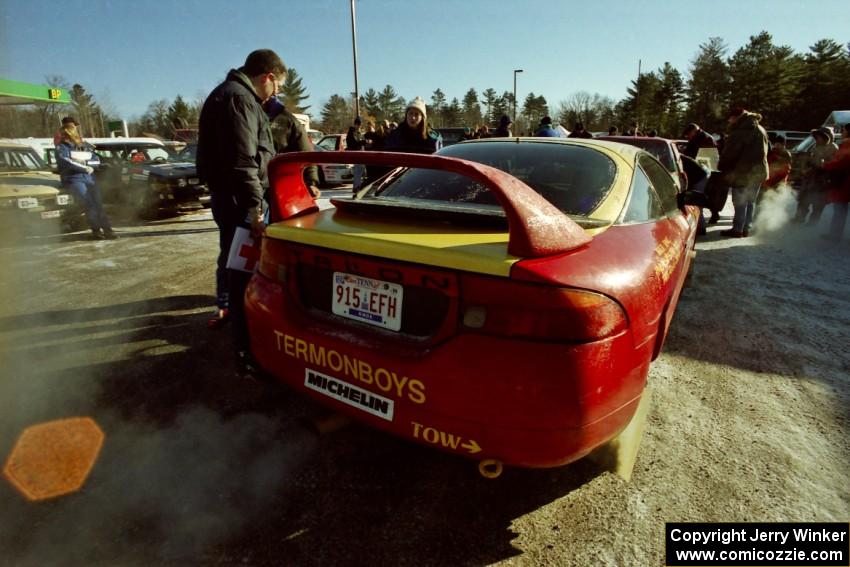 Tom Lawless / Sean Devine line up their Eagle Talon for tech inspection at the A-Win Sands Motel.