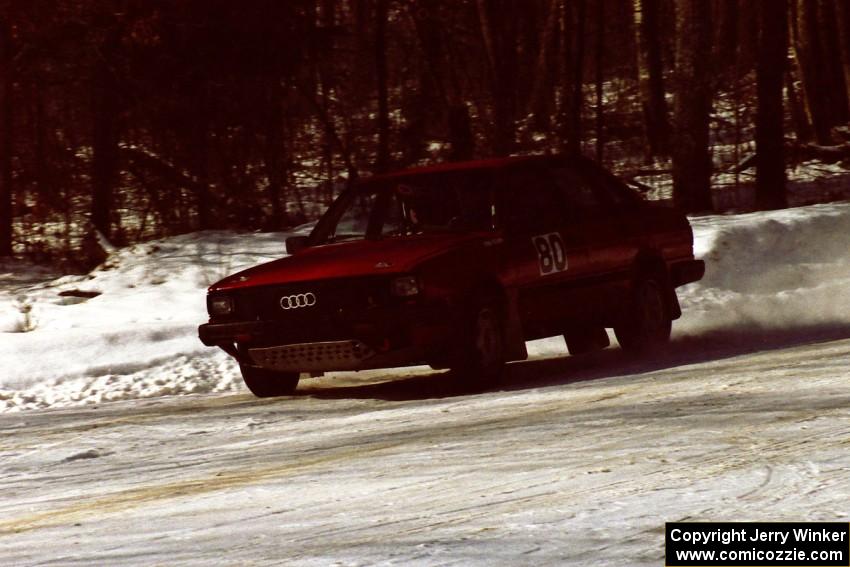 Jon Kemp / Brian Maxwell were second on the road in their Audi 4000 Quattro seen here on SS1.