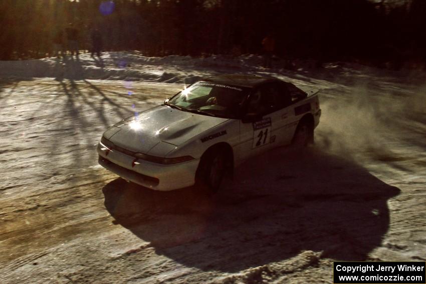 Chris Czyzio / Eric Carlson Mitsubishi Eclipse drifts through a 90-left at the SS1 spectator location.
