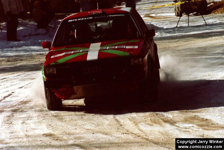 Carlos Arrieta, Sr. / Dick Casey	Audi 4000 Quattro comes through the spectator location on SS1.