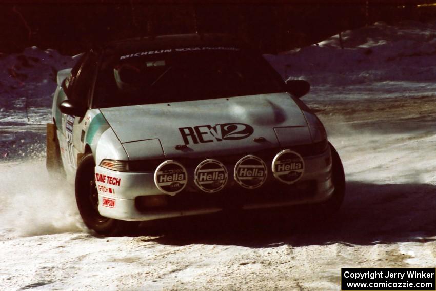 Rob Bohn / Todd Houtz drift nicely through the SS1 spectator location in their Mitsubishi Eclipse.