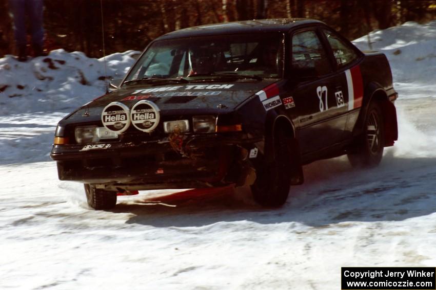 Lynn Dillon / J.B. Lewis encounter slippery conditions at the SS1 spectator location in their Pontiac Sunbird.