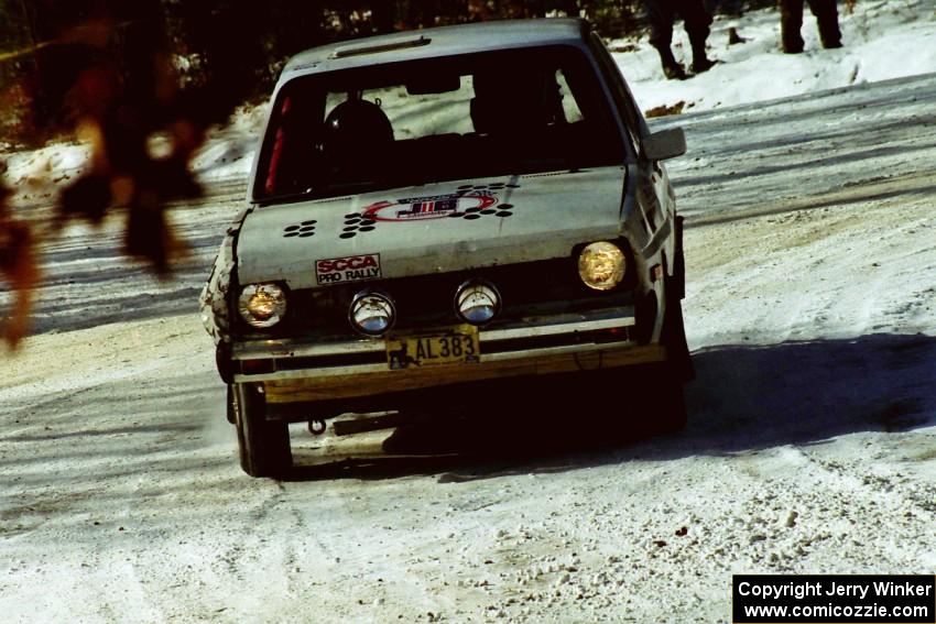 The Ford Fiesta of J.B. Niday / Lea Hoffa sputters through the SS1 spectator location.